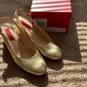 Gold slingback heels